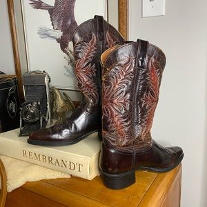 Vintage Womens Leather Cowboy Boots Size 7